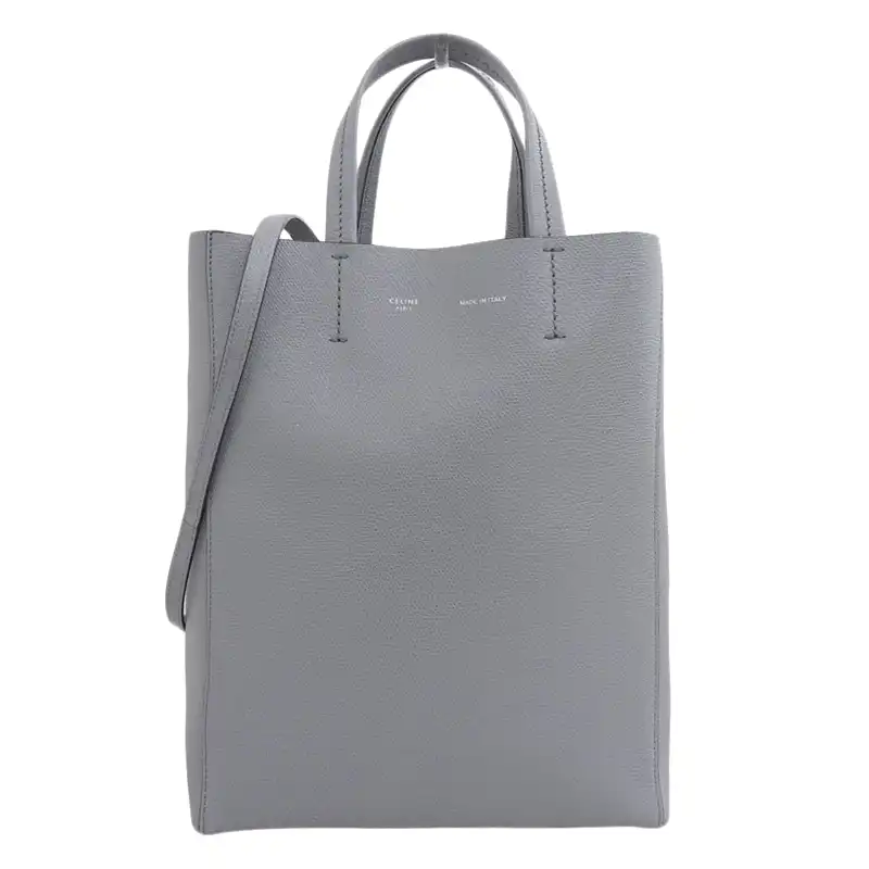 セリーヌ CELINE バーティカルカバスモール 2WAYバッグ トートバッグ ショルダーバッグ レザー グレー 176183 中古 OB2633