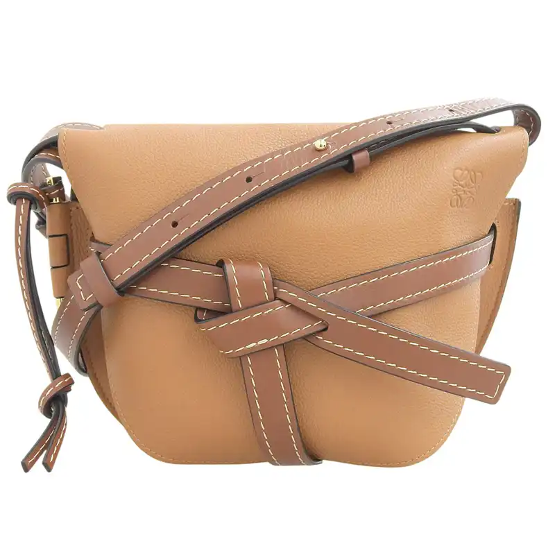 ロエベ LOEWE ゲートバッグ スモール ショルダーバッグ 斜め掛けショルダー レザー ブラウン 中古 OB2636