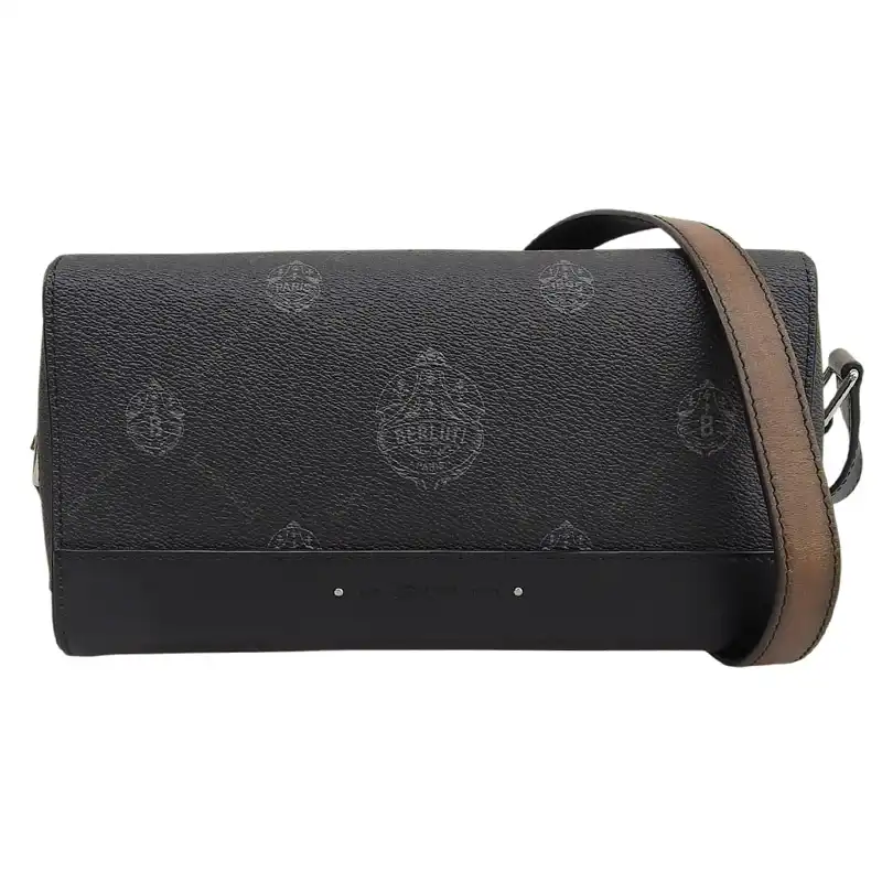 ベルルッティ BERLUTI ショルダーバッグ 斜め掛けショルダー PVC/レザー ブラック/ブラウン 中古 OB2637