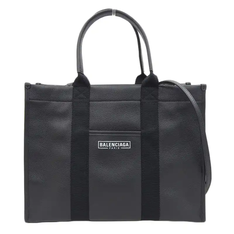 バレンシアガ BALENCIAGA ハードウェア 2WAYバッグ トートバッグ ショルダーバッグ レザー/キャンバス ブラック 671400 中古 OB2651