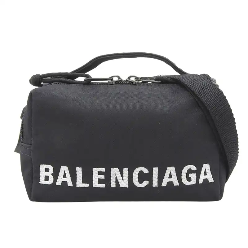 バレンシアガ BALENCIAGA ウィール 2WAYバッグ ショルダーバッグ ハンドバッグ ナイロン ブラック 637343 中古 OB2652