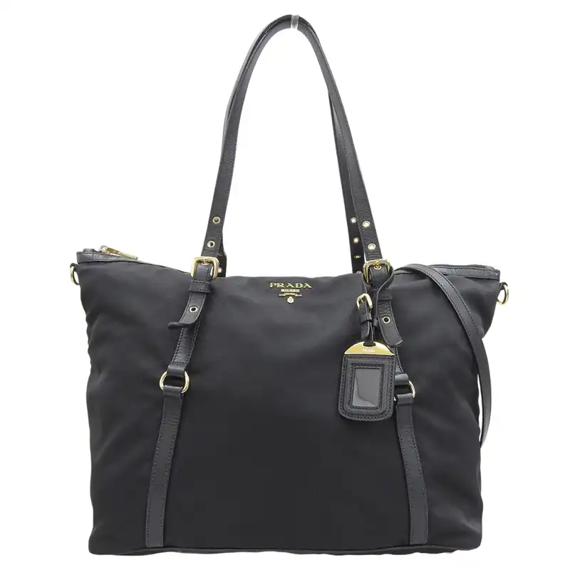 プラダ PRADA 2WAYバッグ ショルダーバッグ トートバッグ テスート サフィアーノ ナイロン/レザー ブラック 1BG253 中古 OB2679
