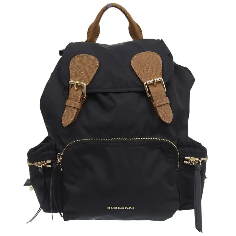 バーバリー BURBERRY バックパック リュックサック ナイロン/レザー ブラック/ブラウン 4016622 中古 OB2680