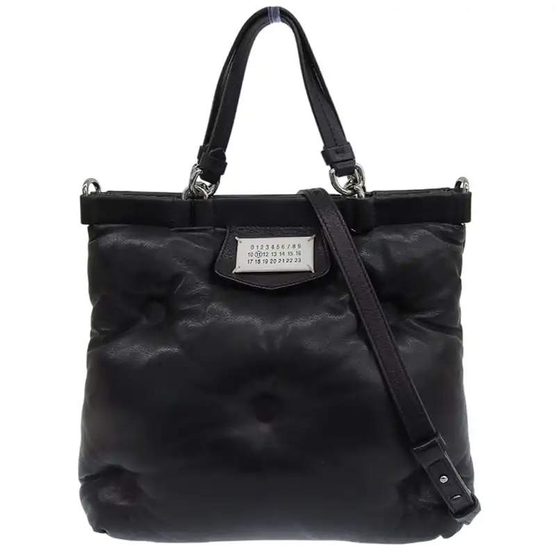 メゾンマルジェラ Maison Margiela グラム スラム ミニトート 2WAY ハンドバッグ ショルダーバッグ レザー ブラック 中古 OB2685