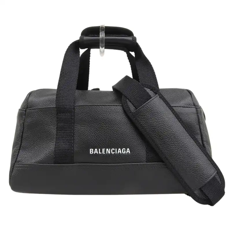 バレンシアガ BALENCIAGA エクスプローラー スモール ダッフルバッグ 2WAY ショルダー ハンドバッグ レザー 黒 673172 中古 OB2689
