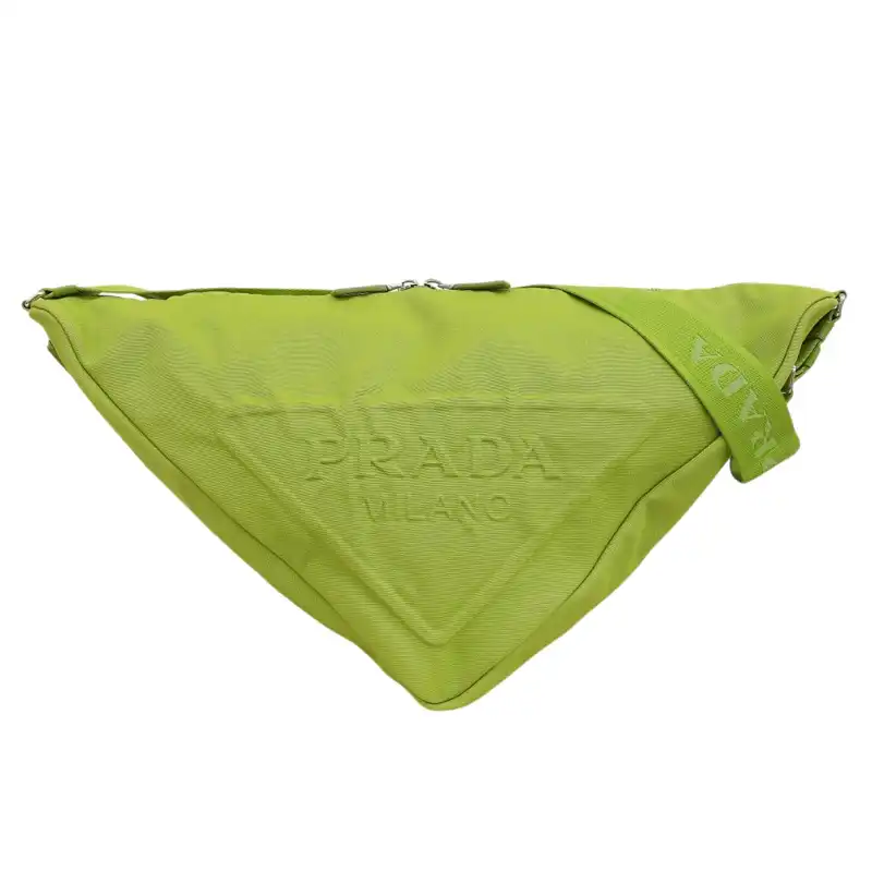 プラダ PRADA トライアングルバッグ ショルダーバッグ キャンバス レザー グリーン 2VY007 中古 OB2694