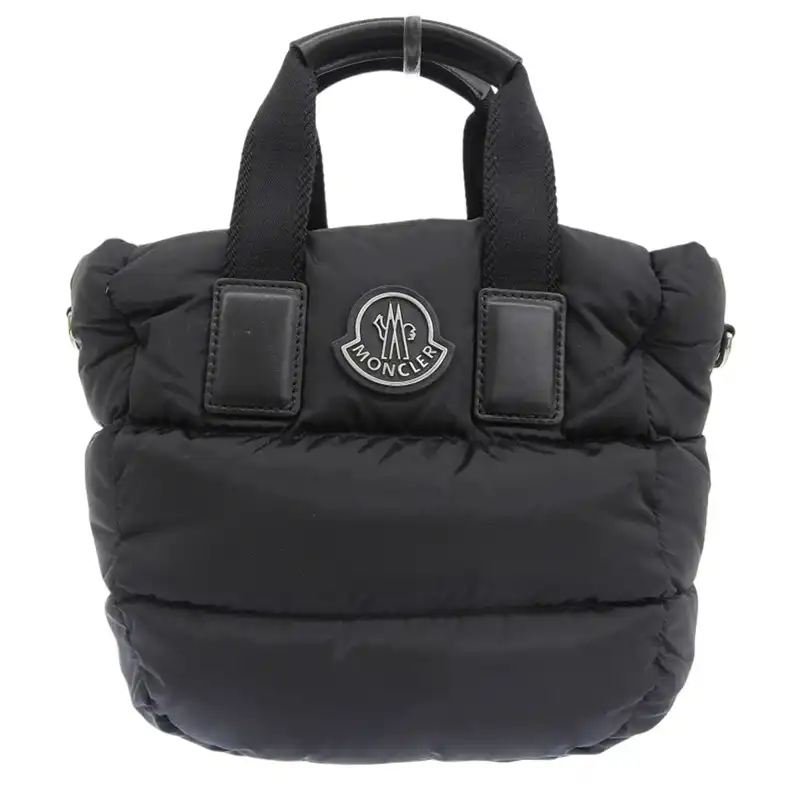モンクレール MONCLER MINI CARADOC ハンドバッグ ナイロン/レザー ブラック J209B5L00014 M4422 中古 OB2703