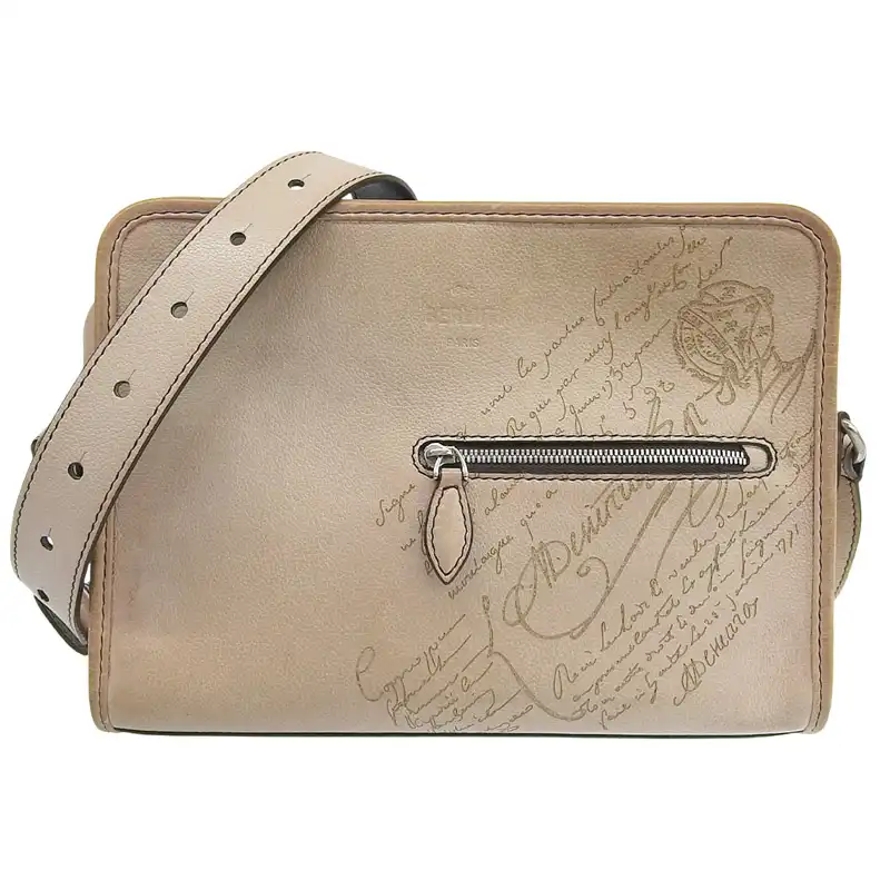ベルルッティ BERLUTI ジャーナリエ メッセンジャー ショルダーバッグ レザー ベージュ 中古 OB2711