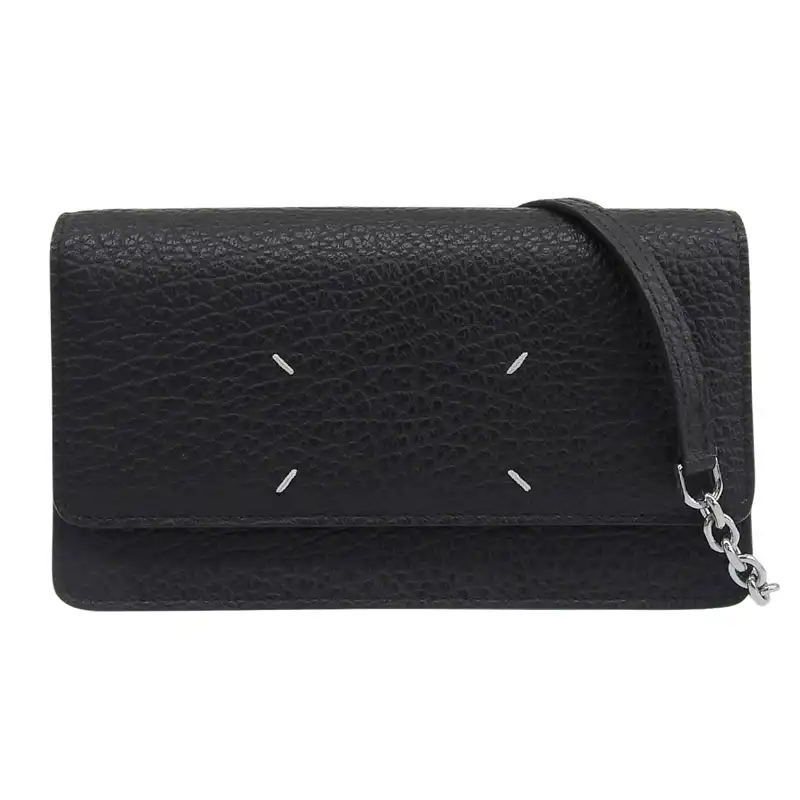 メゾンマルジェラ Maison Margiela チェーンウォレット ショルダーバッグ 4ステッチ レザー ブラック SA3UI0008 中古 OB2714