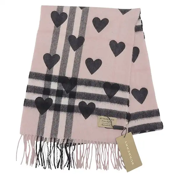 バーバリー BURBERRY チェック マフラー カシミヤ ピンク/ブラック 中古 OBB0652