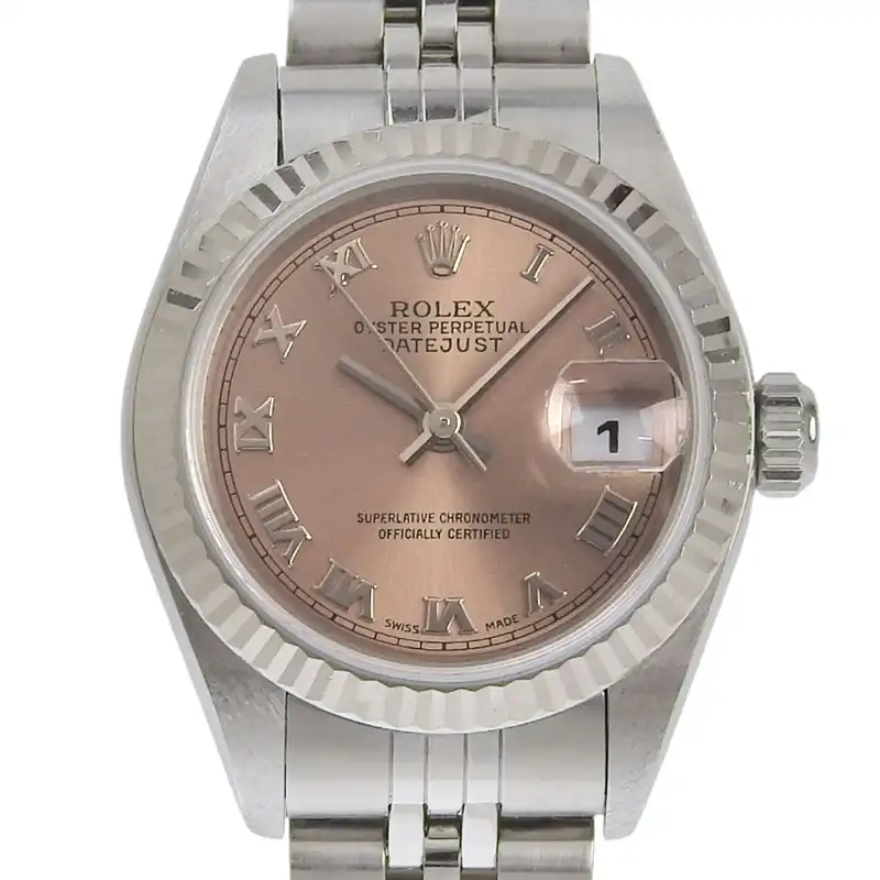 ロレックス ROLEX デイトジャスト レディース 自動巻き 腕時計 SS ピンクローマン ピンク文字盤 Y番 2002年 79174 中古 RO0295