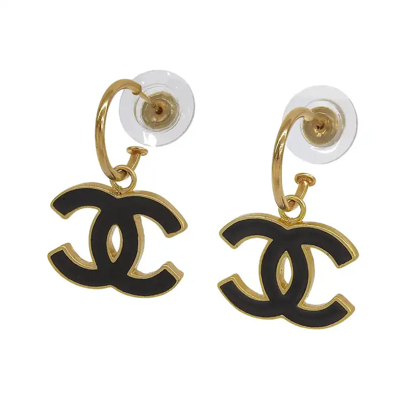 http://シャネル%20CHANEL%20ココマーク%20ピアス%20GP%20ブラック%20ゴールド色%2002A%20中古%20CH1096