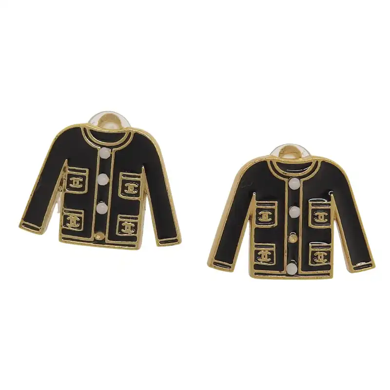 http://シャネル%20CHANEL%20ジャケット%20ココマーク%20イヤリング%20ブラック%20ゴールド色%2002A%20中古%20CH1113