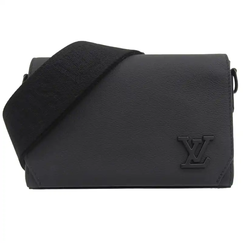 ルイヴィトン LOUIS VUITTON LV アエログラム テイクオフ メッセンジャーPM ショルダーバッグ レザー ノワール M24769 美品 LV1788
