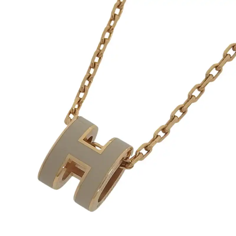 http://エルメス%20HERMES%20ミニポップアッシュ%20ネックレス%20GP%20グレージュ/ピンクゴールド色%20中古%20HE1159