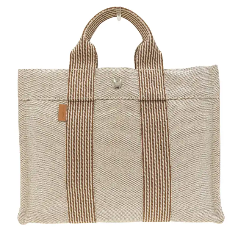 http://エルメス%20HERMES%20ニューフールトゥPM%20トートバッグ%20キャンバス%20ベージュ/ブラウン%20A刻印%202017年%20中古%20HE1164