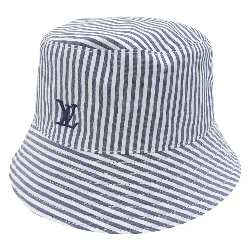 http://ルイヴィトン%20LOUIS%20VUITTON%20バケットハット%20LVリーグ%20ストライプ%20帽子%20コットン%20ネイビー%20#M%20M5158M%20リバーシブル%20中古%20LV1783