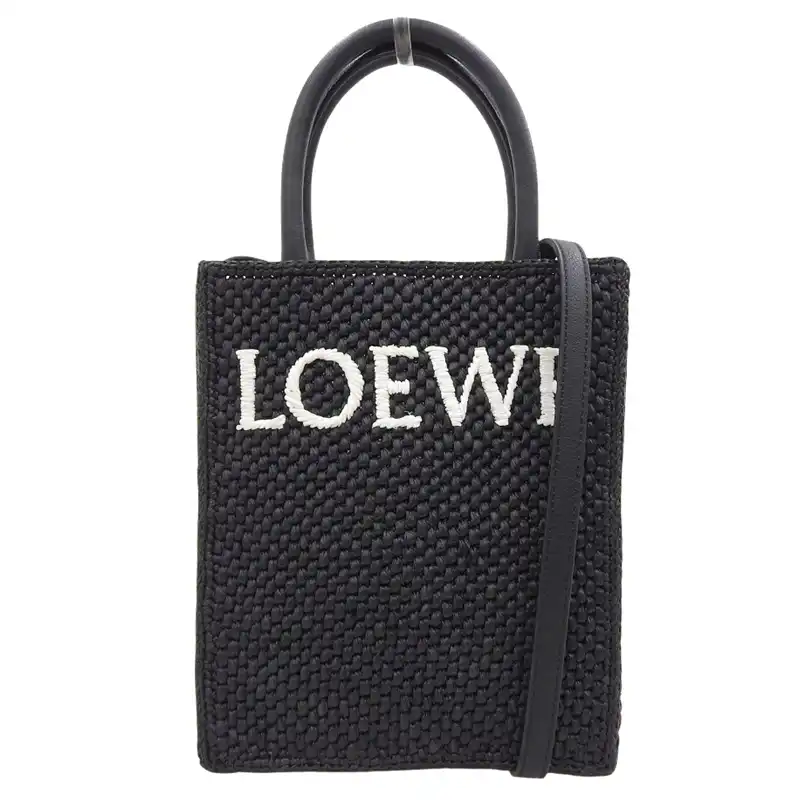 http://ロエベ%20LOEWE%20スタンダード%20A5トート%202WAYバッグ%20ハンドバッグ%20ショルダーバッグ%20ラフィア/レザー%20ブラック%20中古%20OB2729