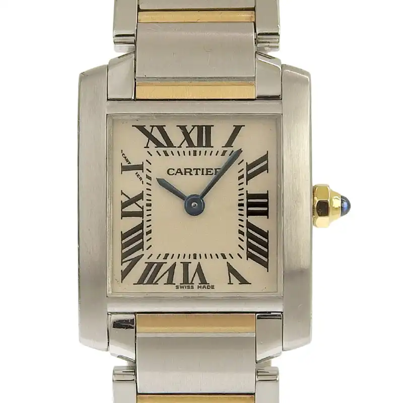 カルティエ CARTIER 時計 タンクフランセーズSM レディース クォーツ 腕時計 SS/YG ホワイト文字盤 W51007Q4 中古 CA0487