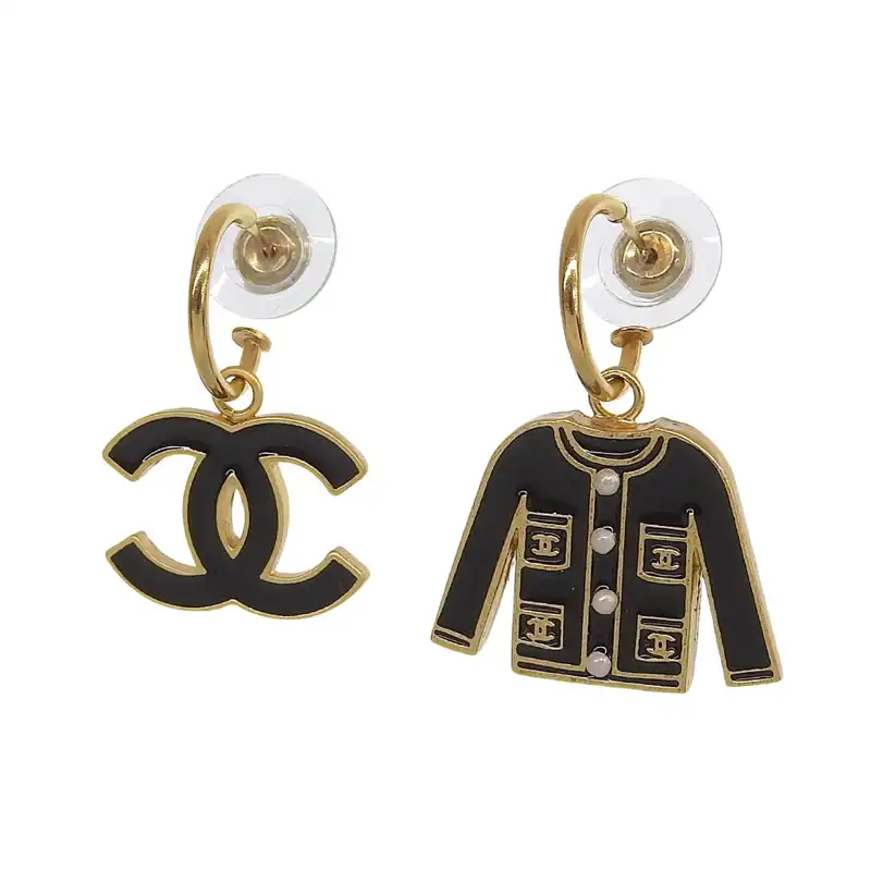 シャネル CHANEL ジャケット ココマーク ピアス GP ブラック ゴールド色 02A 中古 CH1116