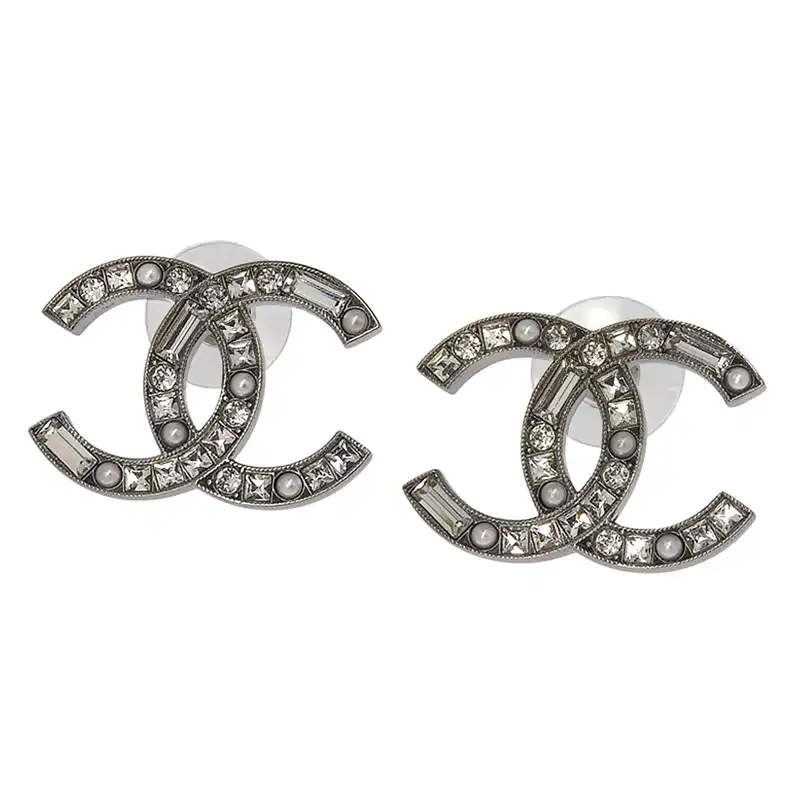 シャネル CHANEL ココマーク ピアス ラインストーン シルバー色 B20P 中古 CH1120