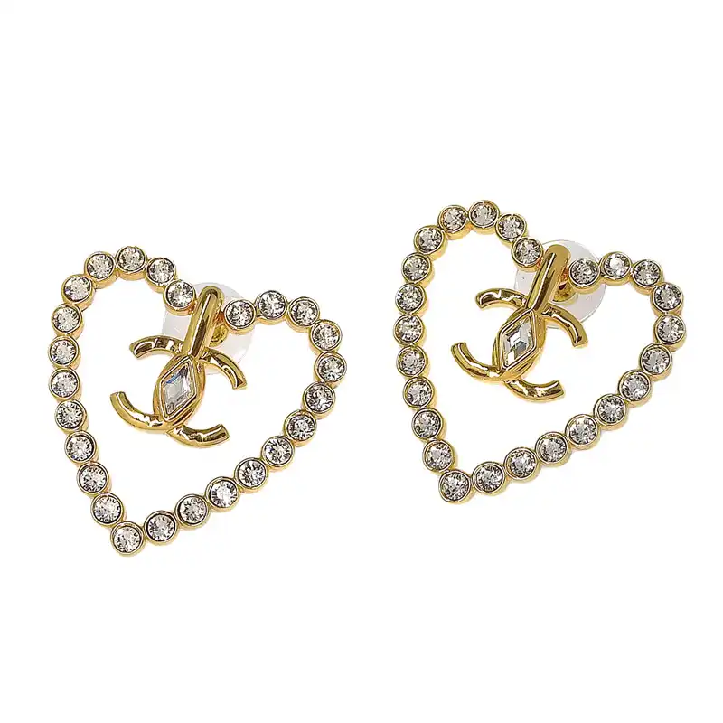 シャネル CHANEL ココマーク ハート ピアス ラインストーン ゴールド色 L23C 美品 CH1129