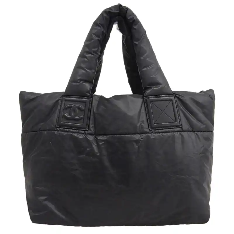 シャネル CHANEL コココクーン トートバッグ ナイロン/レザー ブラック/レッド 13番台 中古 CH1131