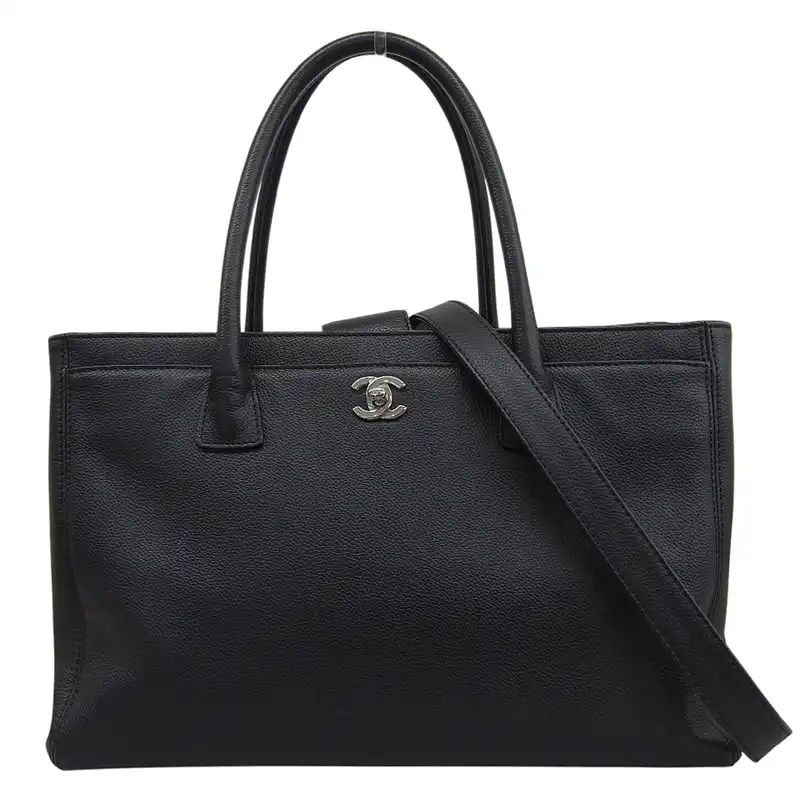 シャネル CHANEL エグゼクティブトート 2WAYバッグ ショルダーバッグ トートバッグ キャビアスキン ブラック 18番台 中古 CH1139