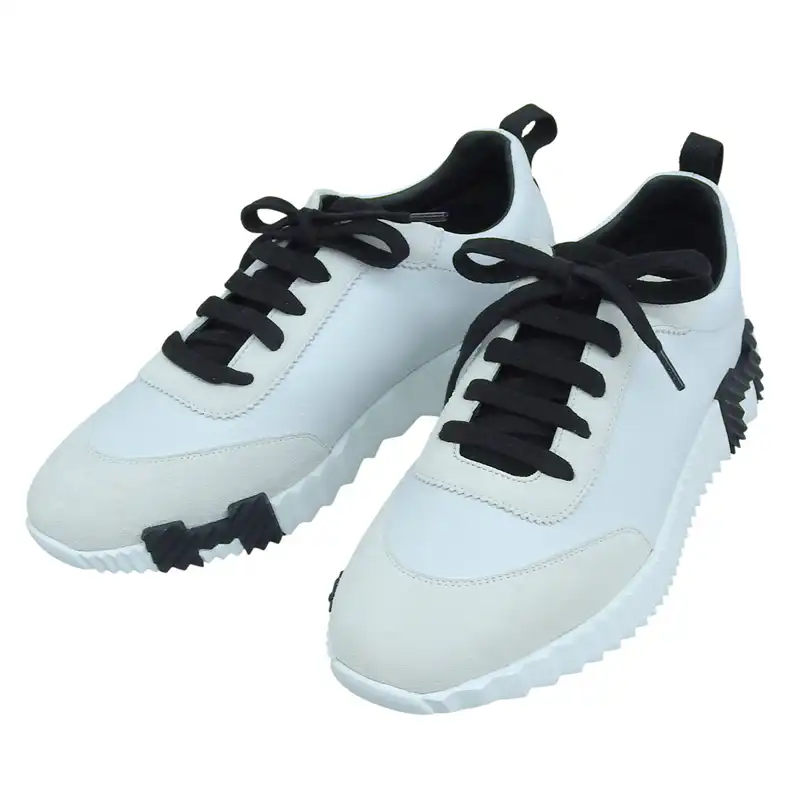 エルメス HERMES バウンシング スニーカー 靴 レザー ホワイト/ブラック 39 約24.5cm H242810ZH90400 中古 HE1182