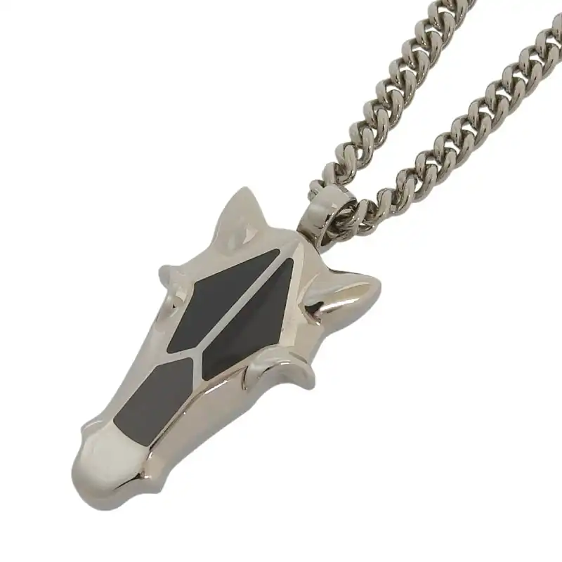 エルメス HERMES デストリエ ホースヘッド ネックレス バッファローホーン シルバー色 H077343FPAA 中古 HE1184