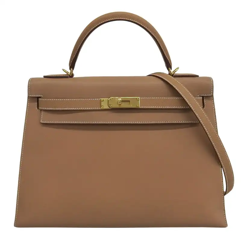 エルメス HERMES ケリー32 2WAYバッグ ハンドバッグ ショルダーバッグ エプソン ベージュ GP金具 〇V刻印 1992年 中古 HE1202