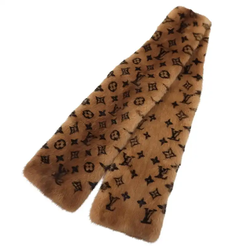 http://ルイヴィトン%20LOUIS%20VUITTON%20モノグラム%20ミンク%20エシャルプ%20ヴィゾン%20マフラー%20ブラウン%20M72245%20中古%20LV1786