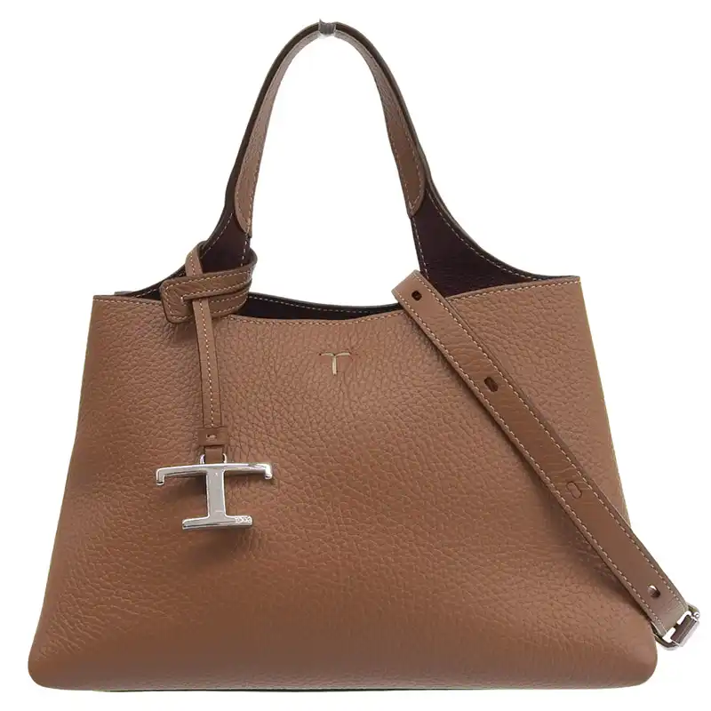 http://トッズ%20TOD'S%20Tタイムレス%20マイクロ%202WAY%20ハンドバッグ%20ショルダーバッグ%20レザー%20ブラウン%20中古%20OB2657