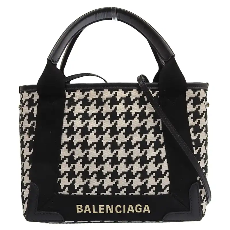 http://バレンシアガ%20BALENCIAGA%20ネイビーカバスXS%202WAY%20ハンドバッグ%20ショルダーバッグ%20キャンバス/レザー%20黒/白%20390346%20中古%20OB2666