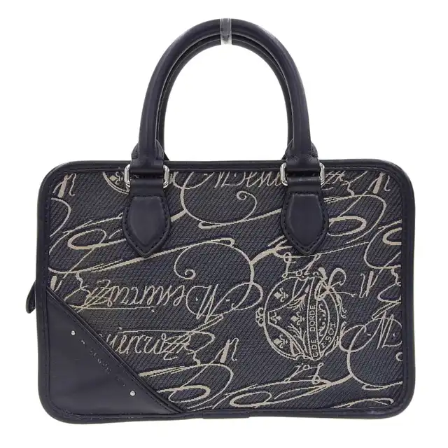 http://ベルルッティ%20BERLUTI%20アンジュールカリバー%20ハンドバッグ%20キャンバス/レザー%20ネイビー%20中古%20OB2749