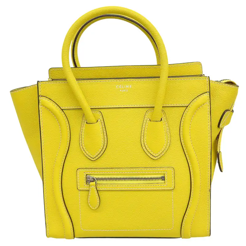 http://セリーヌ%20CELINE%20ラゲージ%20マイクロショッパー%20ハンドバッグ%20レザー%20イエロー%20中古%20OB2756