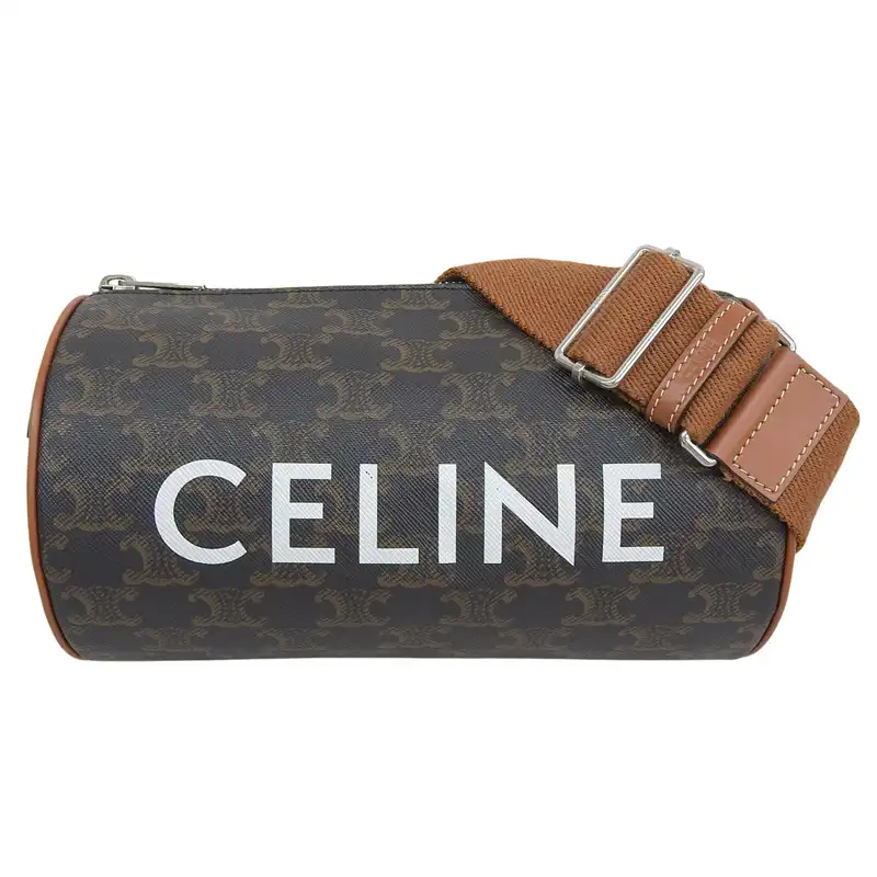 http://セリーヌ%20CELINE%20トリオンフ%20シリンダー%20ショルダーバッグ%20PVC/レザー%20ブラウン系%20中古%20OB2757
