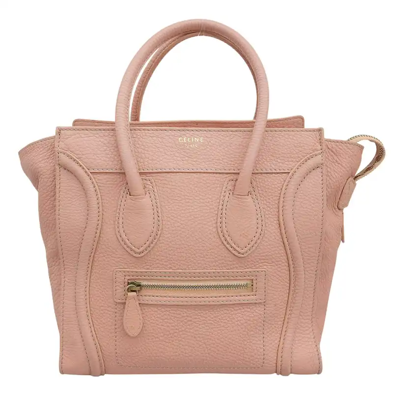 セリーヌ CELINE ラゲージ マイクロショッパー ハンドバッグ レザー ピンク 中古 OB2765