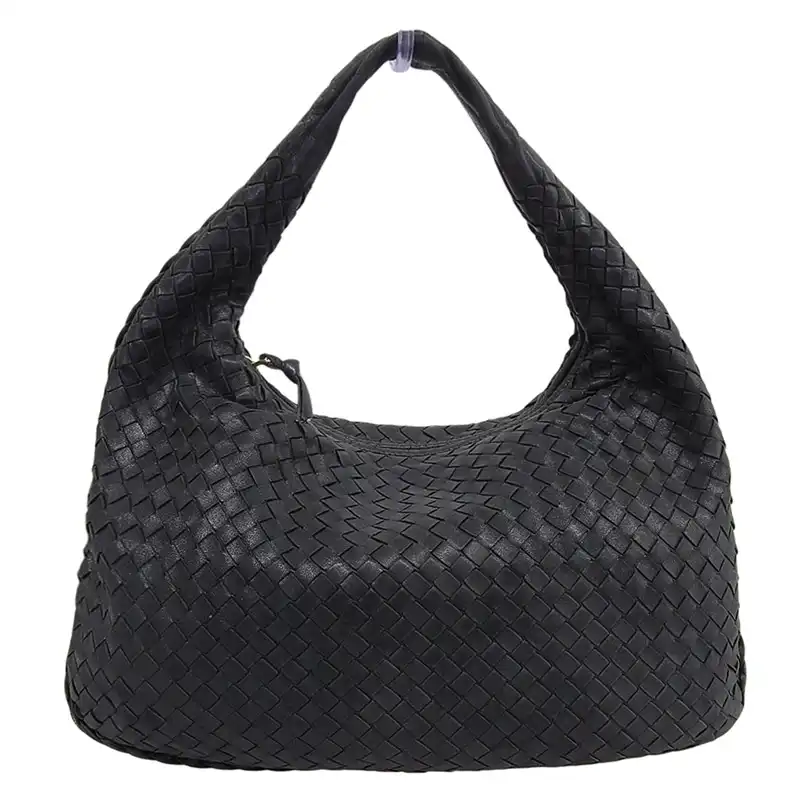 ボッテガヴェネタ BOTTEGA VENETA イントレチャート ワンショルダー ショルダーバッグ レザー ブラック 115653 中古 OB2783