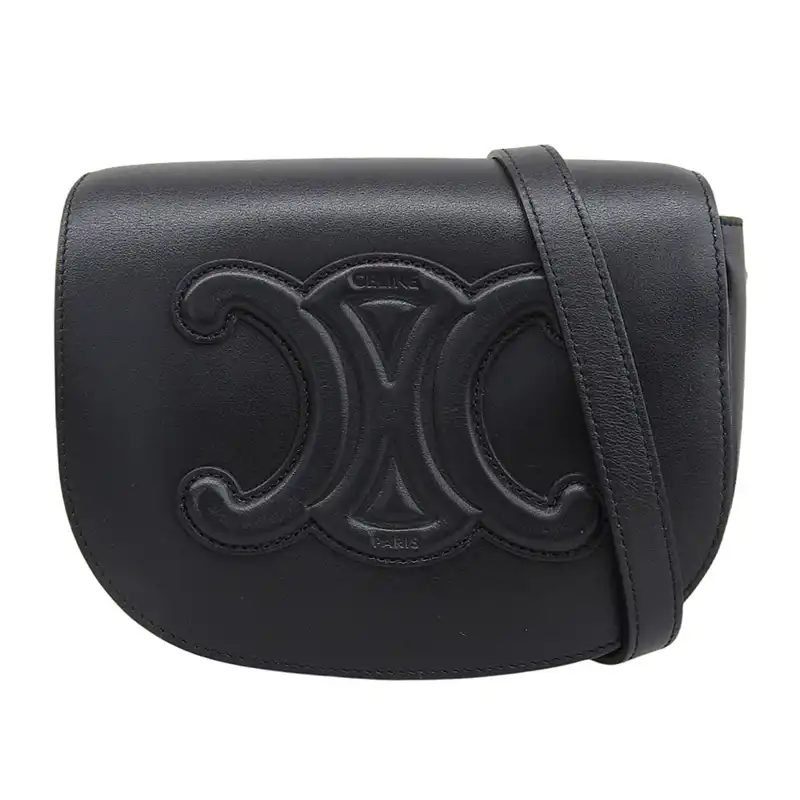 http://セリーヌ%20CELINE%20フォルコ%20キュイル%20トリオンフ%20ショルダーバッグ%20レザー%20ブラック%20中古%20OB2792