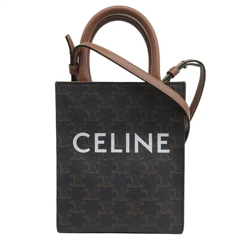 http://セリーヌ%20CELINE%20ミニバーティカルカバ%20トリオンフ%202WAYバッグ%20ハンドバッグ%20ショルダーバッグ%20PVC%20レザー%20ブラウン%20中古%20OB2794