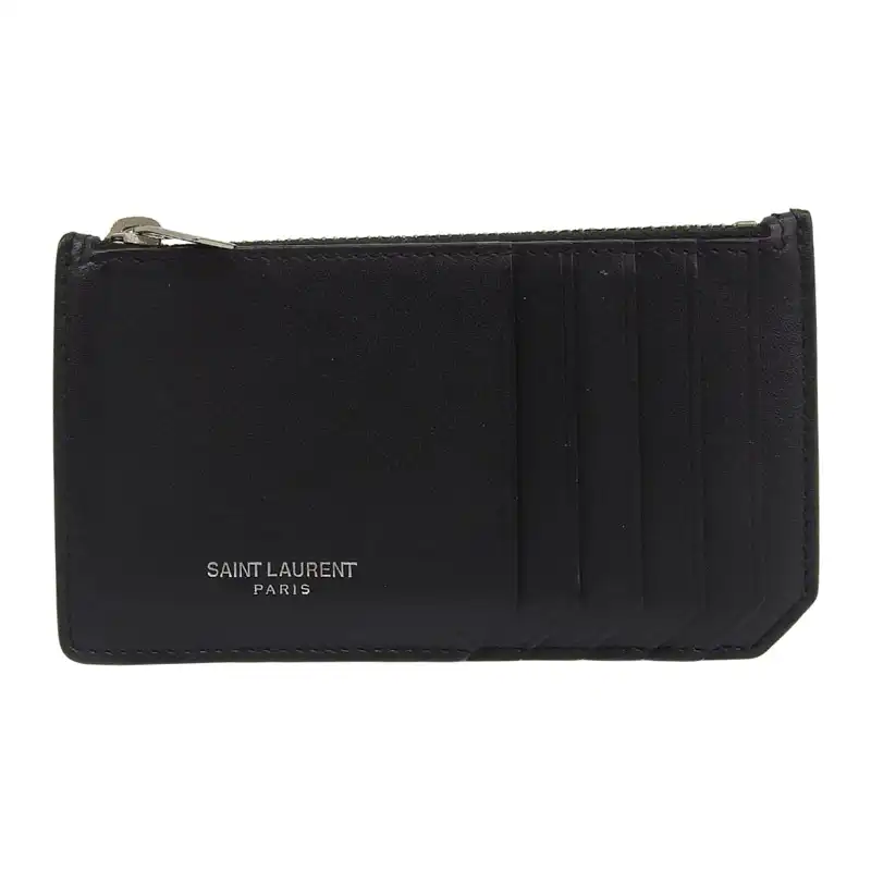 http://サンローランパリ%20SAINT%20LAURENT%20カードケース%20コインケース%20フラグメントケース%20レザー%20ブラック%20458589%20中古%20OBB0662