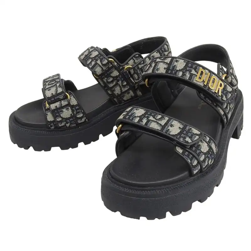 http://ディオール%20CHRISTIAN%20DIOR%20トロッター%20プラットフォームサンダル%20靴%20サンダル%20ネイビー%2036%201/2%20約23.5cm%20中古%20OBB0663