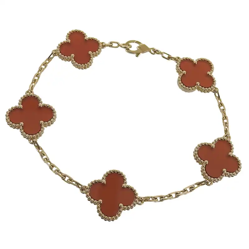 http://ヴァンクリーフ&アーペル%20VanCleef&Arpels%20ヴィンテージアルハンブラ%20ブレスレット%20カーネリアン%20K18%20中古%20OBJ0500