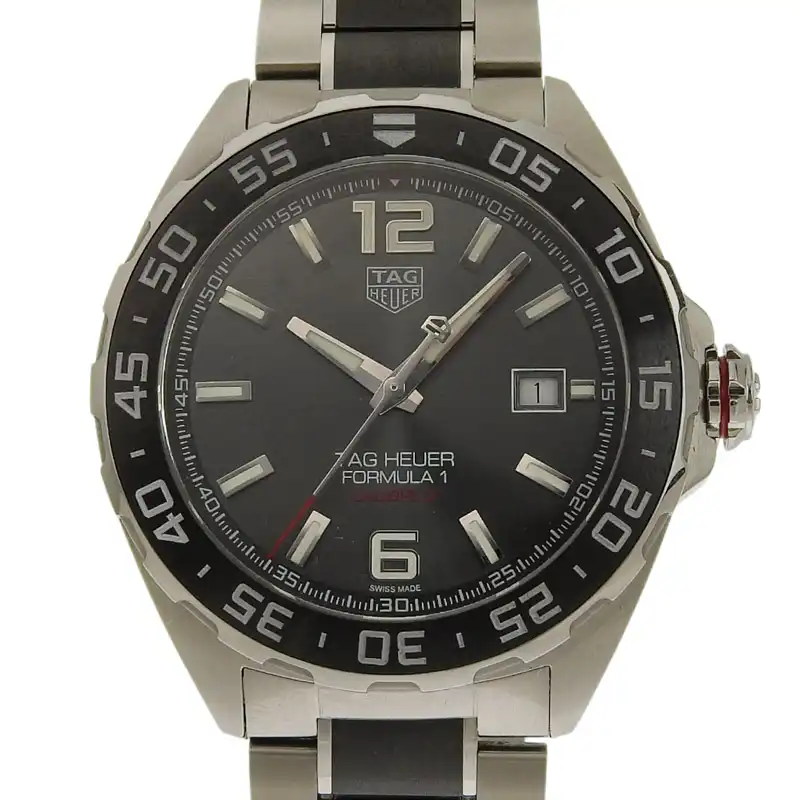 http://タグホイヤー%20TAG%20HEUER%20フォーミュラ1%20デイト%20メンズ%20自動巻き%20腕時計%20SS%20グレー文字盤%20WAZ2011%20中古%20OW0489