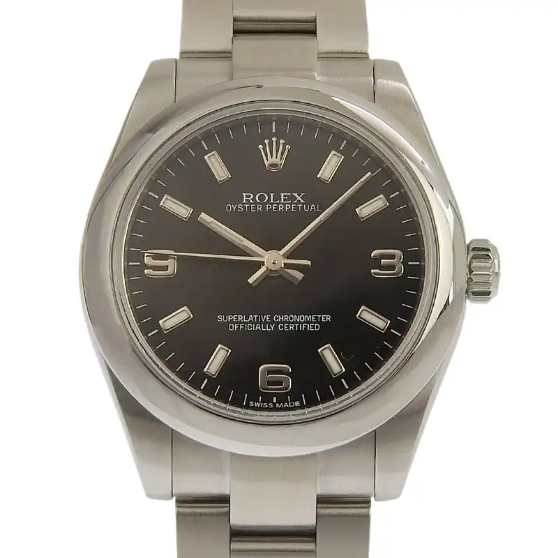 ロレックス ROLEX オイスターパーペチュアル31 ボーイズ 自動巻き 腕時計 SS ブラック文字盤 177200 中古 RO0303