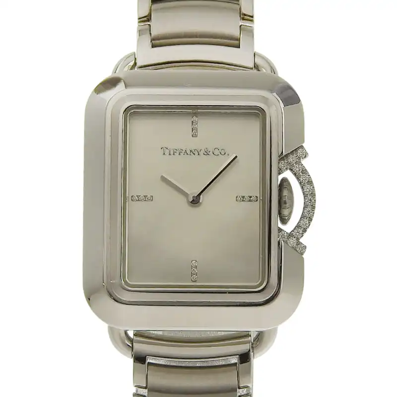 ティファニー TIFFANY & Co. Tレクタンブル クォーツ レディース ダイヤ SS ホワイトシェル文字盤 375本限定 69546161 中古 TI0150