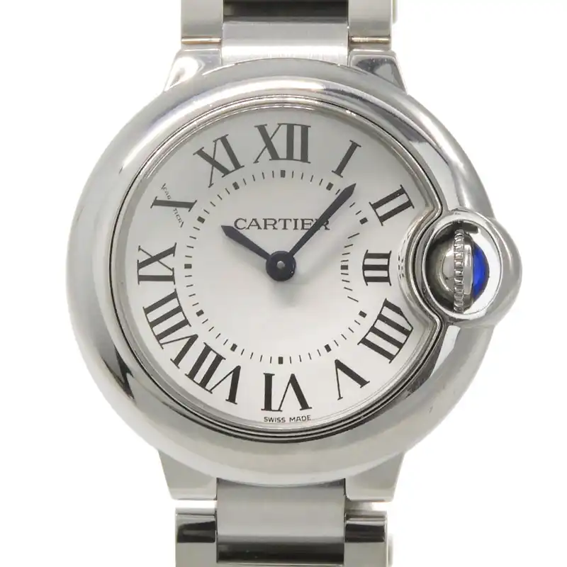 カルティエ CARTIER バロンブルーSM レディース クォーツ 腕時計 SS ホワイト文字盤 W69010Z4 中古 CA0492
