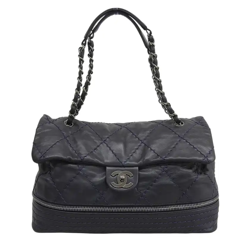 シャネル CHANEL ワイルドステッチ ショルダーバッグ チェーンショルダー ラムスキン ブラック 11番台 中古 CH1143