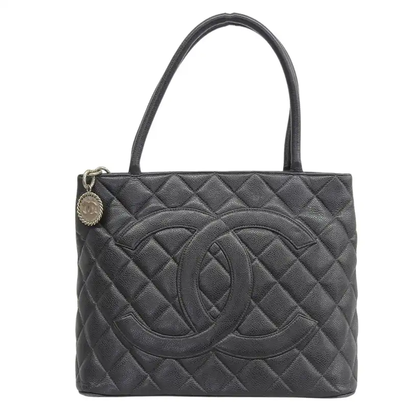 シャネル CHANEL トートバッグ 復刻トート キャビアスキン ブラック 6番台 中古 CH1145
